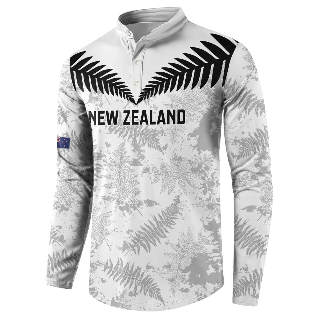 Custom New Zealand Silver Fern Football Button Sweatshirt Go Aotearoa Grunge White - Vibe Hoodie