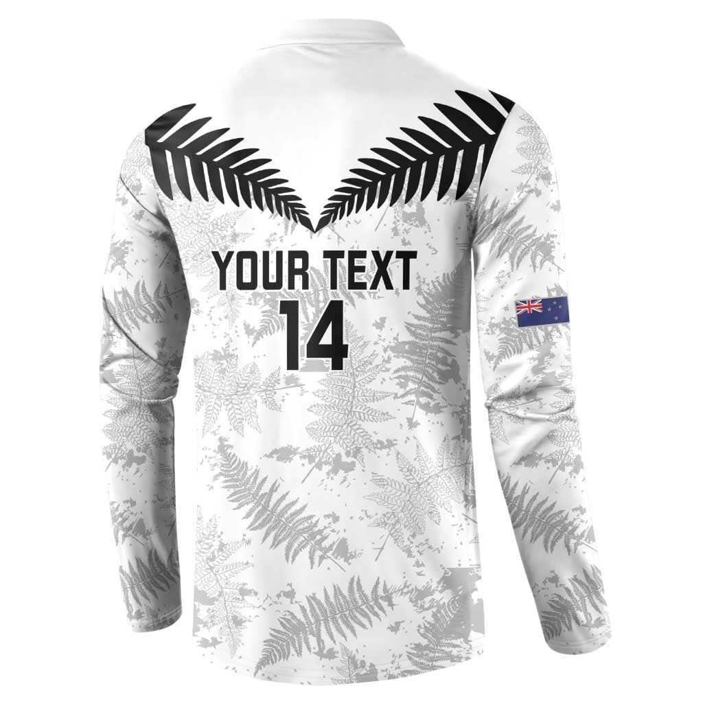 Custom New Zealand Silver Fern Football Button Sweatshirt Go Aotearoa Grunge White - Vibe Hoodie