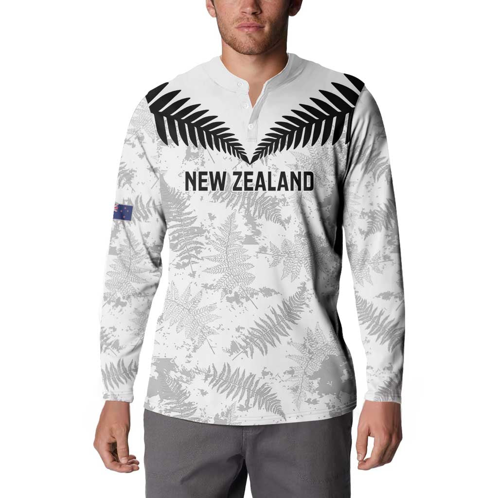 Custom New Zealand Silver Fern Football Button Sweatshirt Go Aotearoa Grunge White - Vibe Hoodie