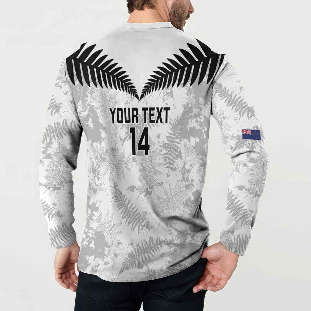 Custom New Zealand Silver Fern Football Button Sweatshirt Go Aotearoa Grunge White - Vibe Hoodie