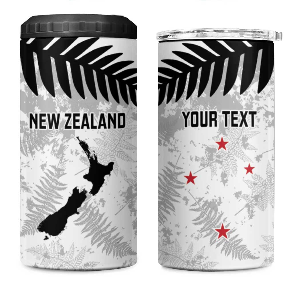 Custom New Zealand Silver Fern Football 4 in 1 Can Cooler Tumbler Go Aotearoa Grunge White - Vibe Hoodie