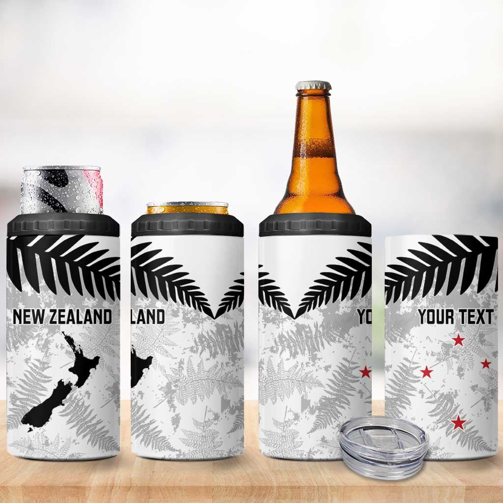 Custom New Zealand Silver Fern Football 4 in 1 Can Cooler Tumbler Go Aotearoa Grunge White - Vibe Hoodie