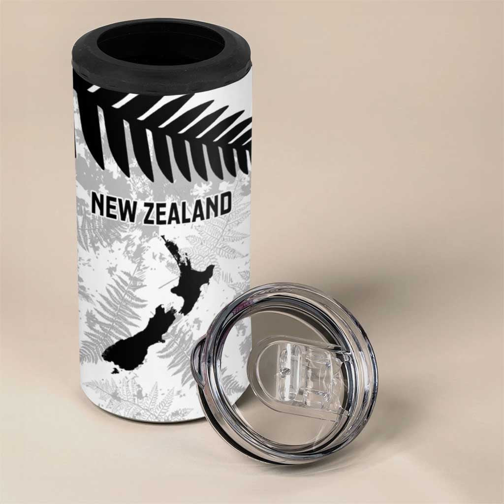 Custom New Zealand Silver Fern Football 4 in 1 Can Cooler Tumbler Go Aotearoa Grunge White - Vibe Hoodie