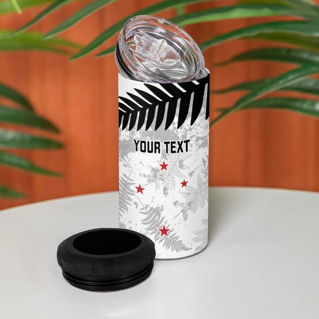 Custom New Zealand Silver Fern Football 4 in 1 Can Cooler Tumbler Go Aotearoa Grunge White - Vibe Hoodie