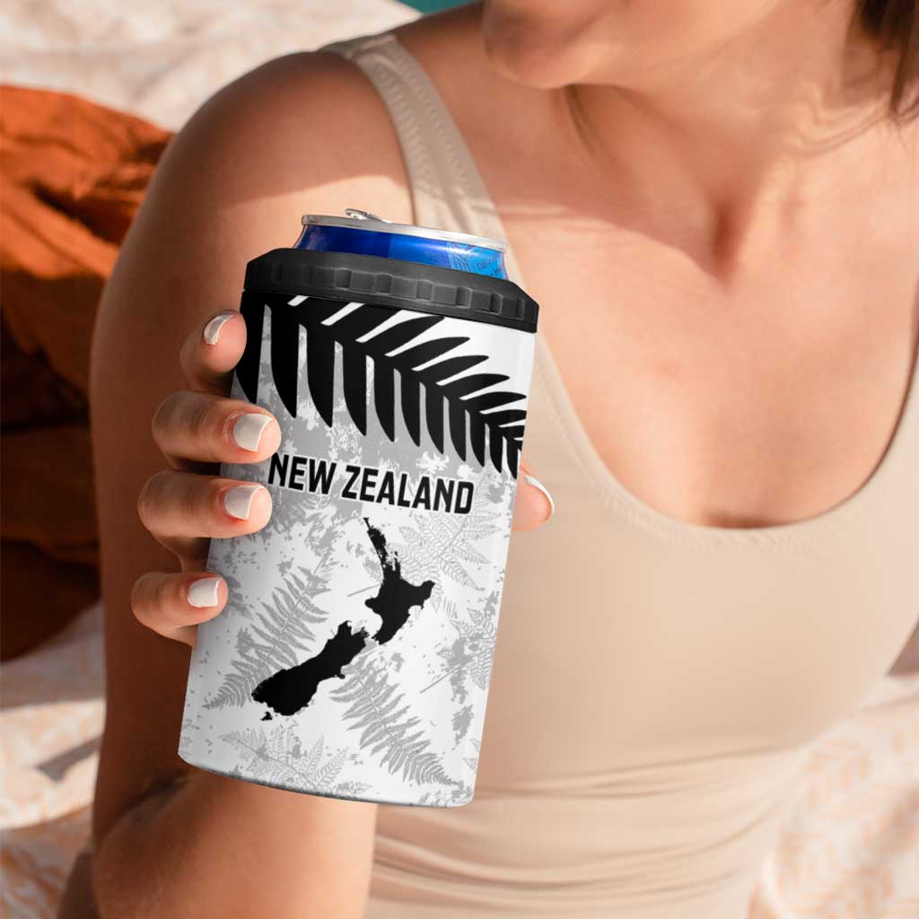 Custom New Zealand Silver Fern Football 4 in 1 Can Cooler Tumbler Go Aotearoa Grunge White - Vibe Hoodie