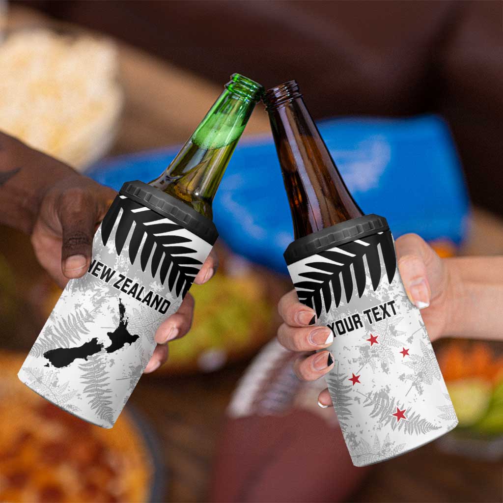 Custom New Zealand Silver Fern Football 4 in 1 Can Cooler Tumbler Go Aotearoa Grunge White - Vibe Hoodie