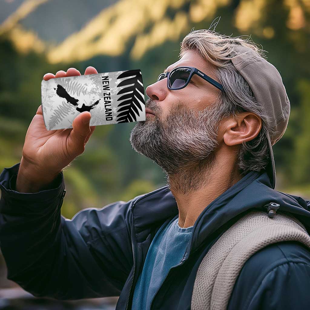 Custom New Zealand Silver Fern Football 4 in 1 Can Cooler Tumbler Go Aotearoa Grunge White - Vibe Hoodie
