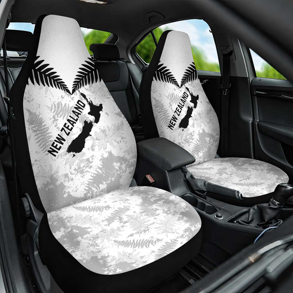 Custom New Zealand Silver Fern Football Car Seat Cover Go Aotearoa Grunge White - Vibe Hoodie