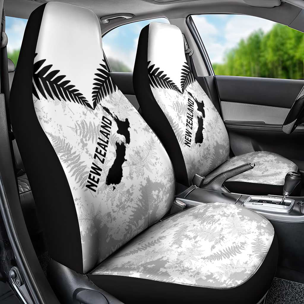 Custom New Zealand Silver Fern Football Car Seat Cover Go Aotearoa Grunge White - Vibe Hoodie