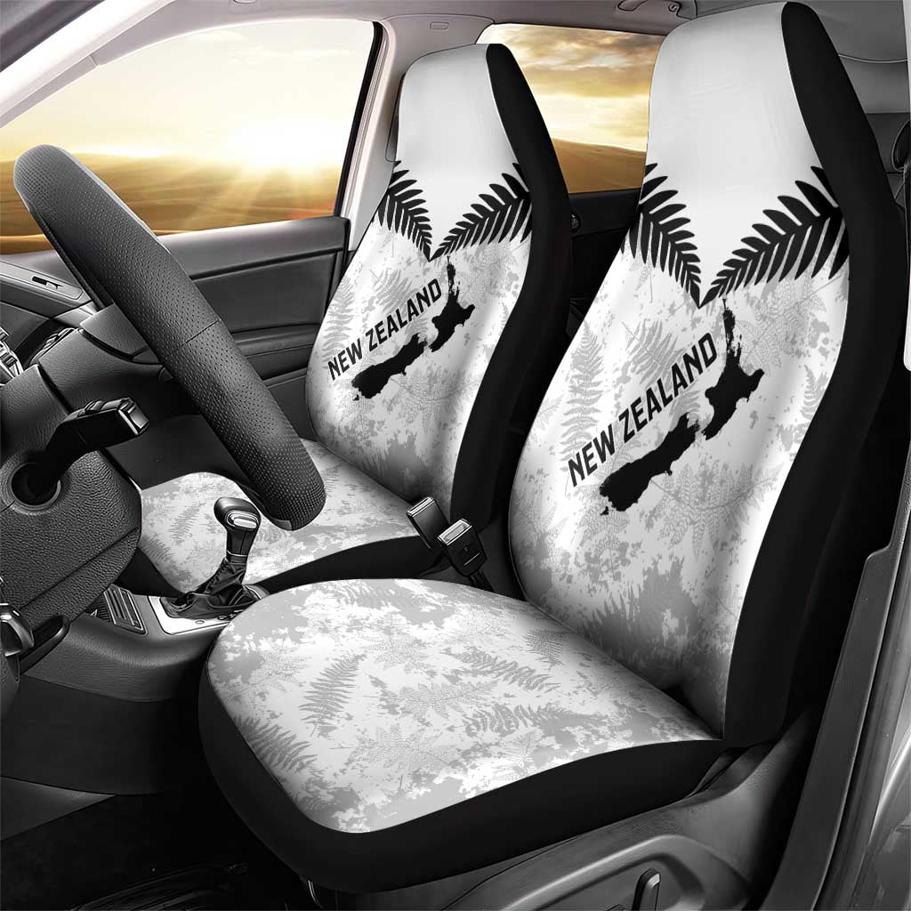 Custom New Zealand Silver Fern Football Car Seat Cover Go Aotearoa Grunge White - Vibe Hoodie