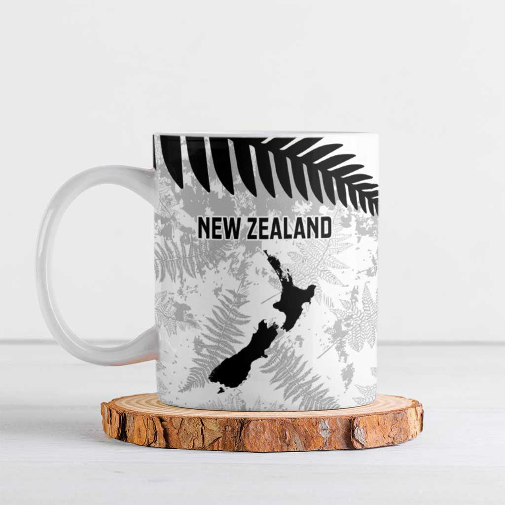 Custom New Zealand Silver Fern Football Ceramic Mug Go Aotearoa Grunge White - Vibe Hoodie