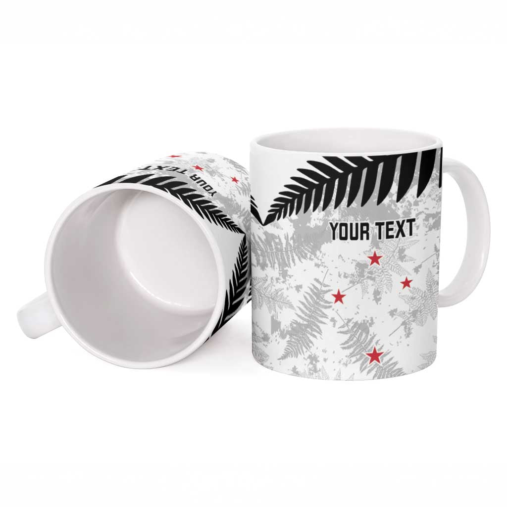 Custom New Zealand Silver Fern Football Ceramic Mug Go Aotearoa Grunge White - Vibe Hoodie