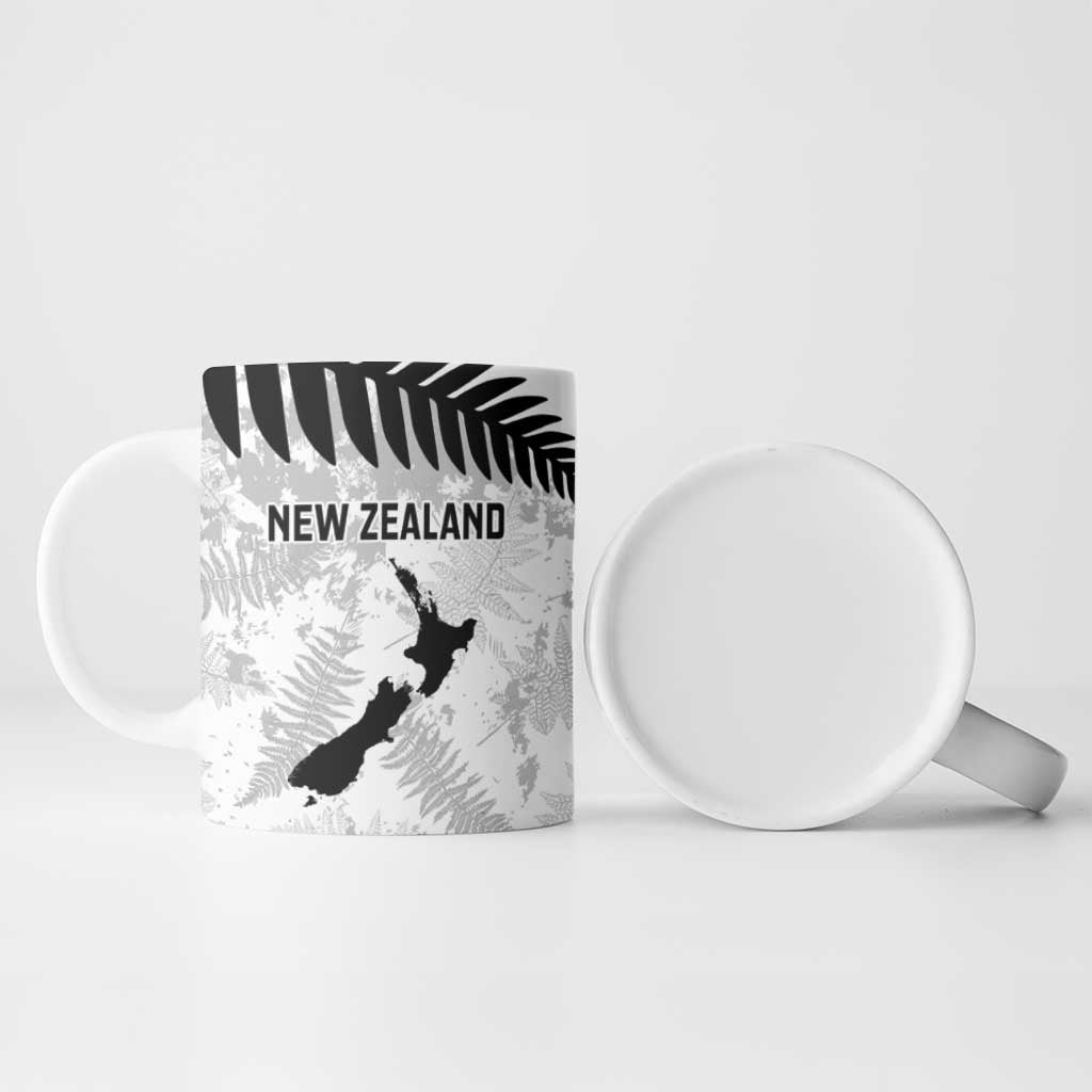 Custom New Zealand Silver Fern Football Ceramic Mug Go Aotearoa Grunge White - Vibe Hoodie