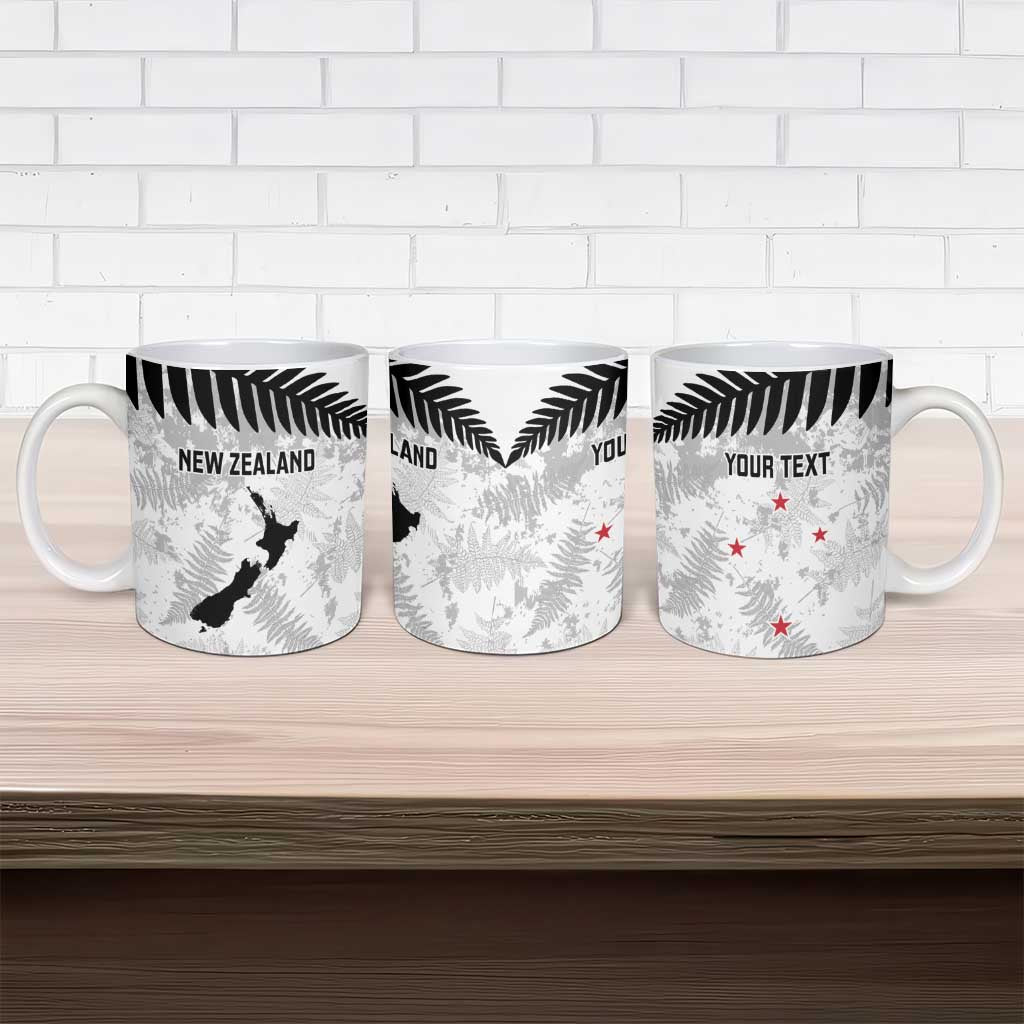 Custom New Zealand Silver Fern Football Ceramic Mug Go Aotearoa Grunge White - Vibe Hoodie