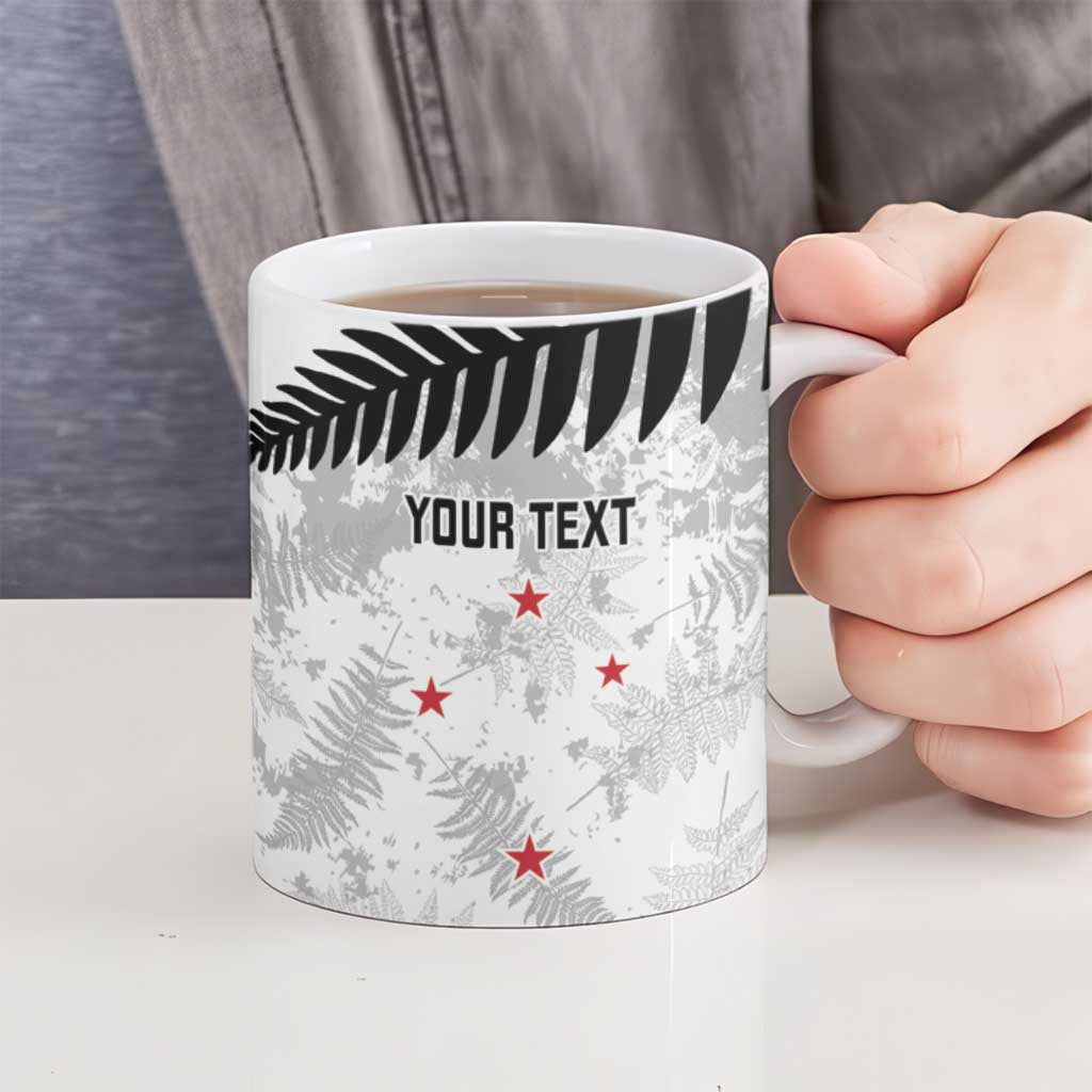 Custom New Zealand Silver Fern Football Ceramic Mug Go Aotearoa Grunge White - Vibe Hoodie