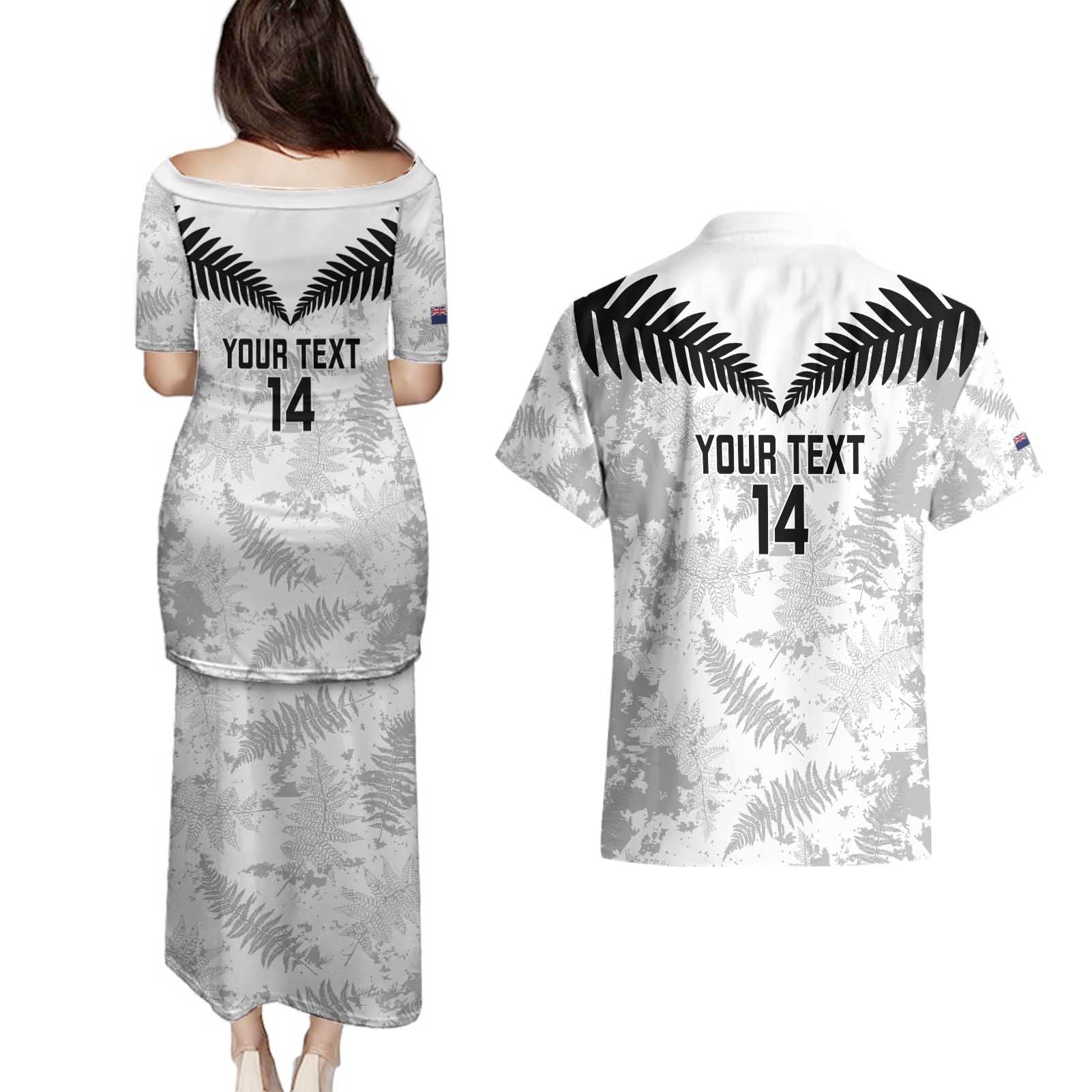 Custom New Zealand Silver Fern Football Couples Matching Puletasi and Hawaiian Shirt Go Aotearoa Grunge White - Vibe Hoodie