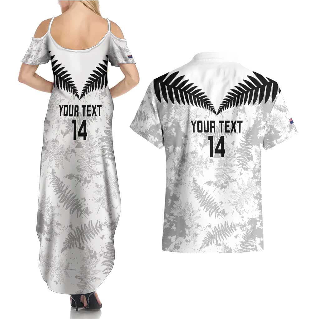 Custom New Zealand Silver Fern Football Couples Matching Summer Maxi Dress and Hawaiian Shirt Go Aotearoa Grunge White - Vibe Hoodie