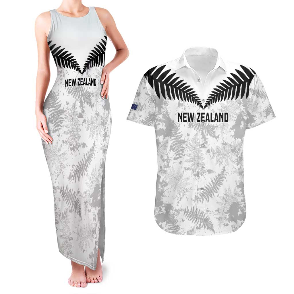 Custom New Zealand Silver Fern Football Couples Matching Tank Maxi Dress and Hawaiian Shirt Go Aotearoa Grunge White - Vibe Hoodie