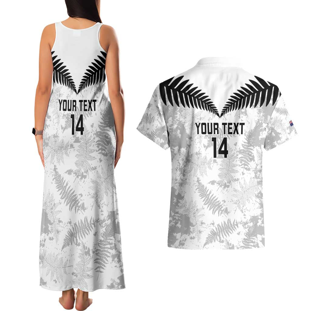 Custom New Zealand Silver Fern Football Couples Matching Tank Maxi Dress and Hawaiian Shirt Go Aotearoa Grunge White - Vibe Hoodie
