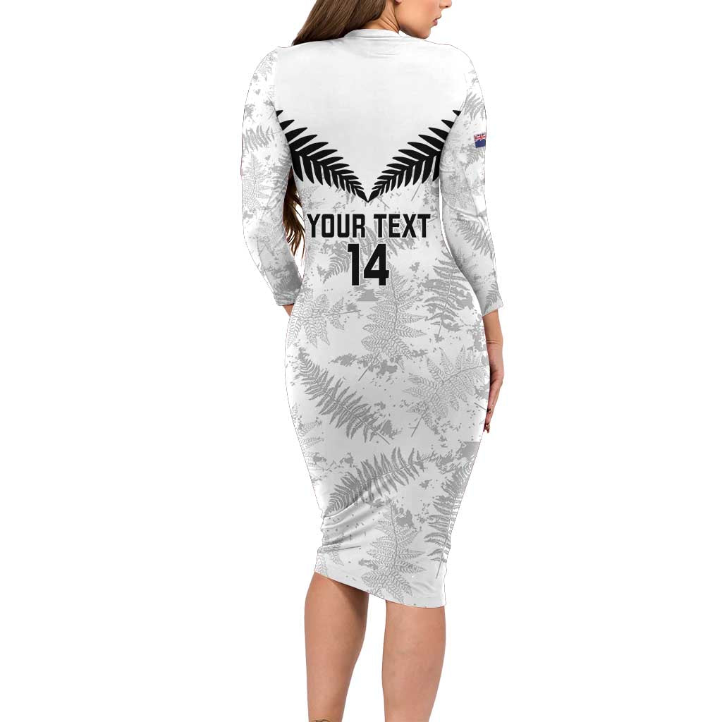 Custom New Zealand Silver Fern Football Family Matching Long Sleeve Bodycon Dress and Hawaiian Shirt Go Aotearoa Grunge White - Vibe Hoodie
