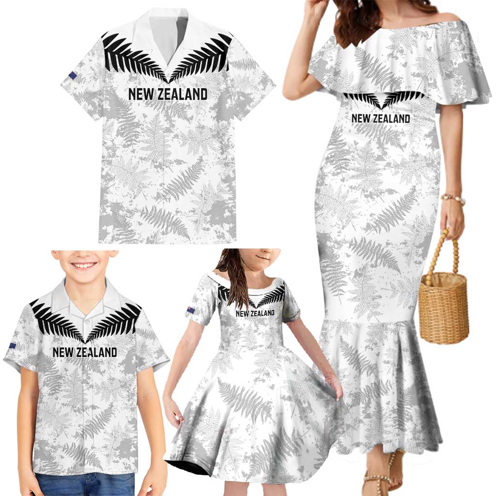Custom New Zealand Silver Fern Football Family Matching Mermaid Dress and Hawaiian Shirt Go Aotearoa Grunge White - Vibe Hoodie