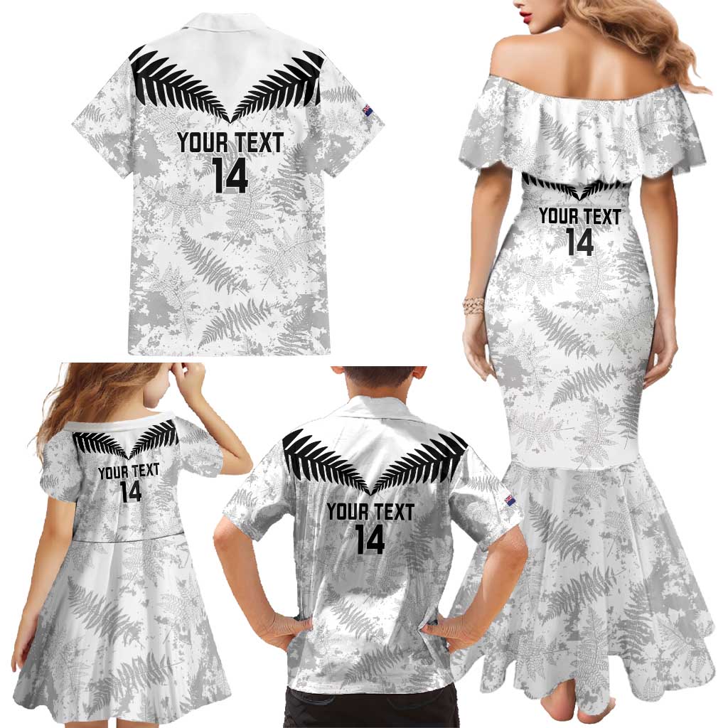 Custom New Zealand Silver Fern Football Family Matching Mermaid Dress and Hawaiian Shirt Go Aotearoa Grunge White - Vibe Hoodie
