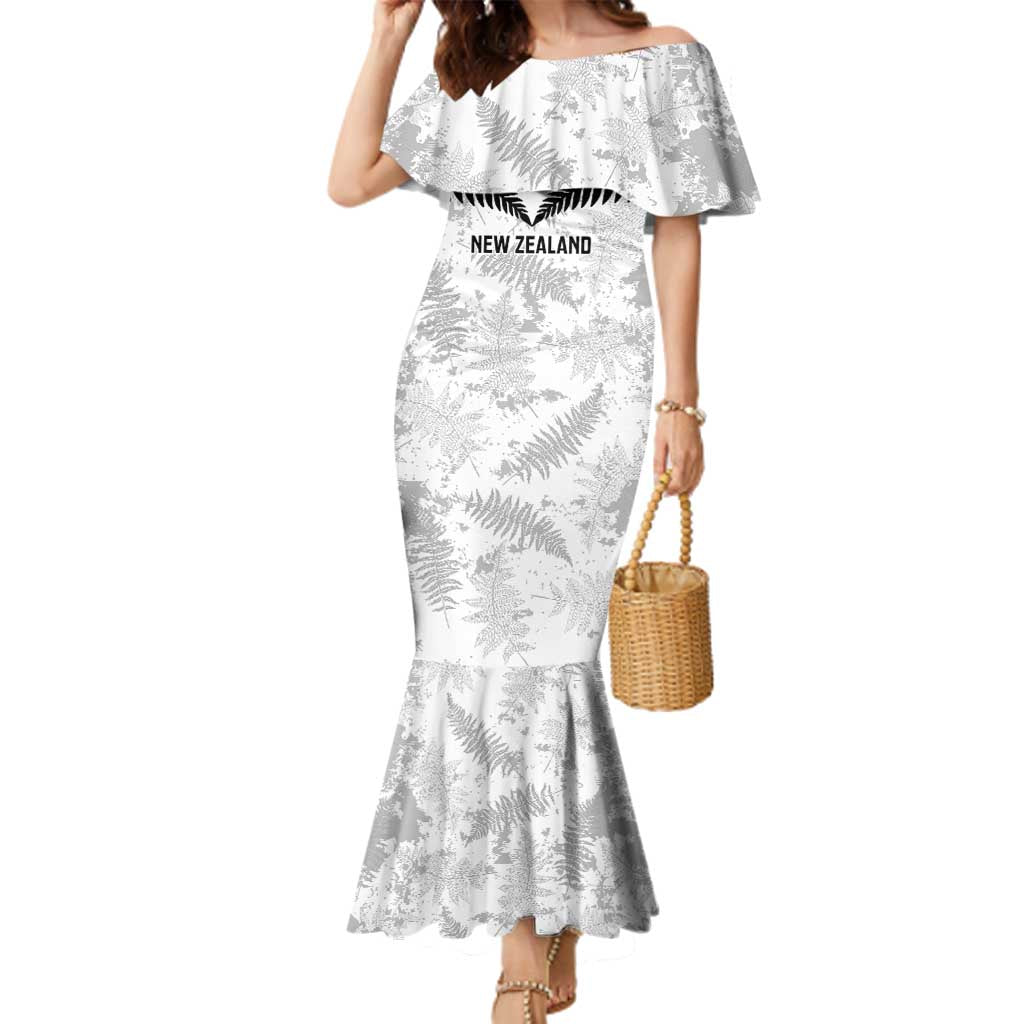 Custom New Zealand Silver Fern Football Family Matching Mermaid Dress and Hawaiian Shirt Go Aotearoa Grunge White - Vibe Hoodie