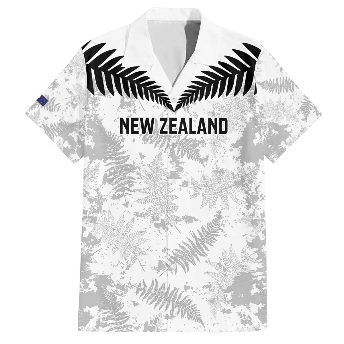 Custom New Zealand Silver Fern Football Family Matching Off The Shoulder Long Sleeve Dress and Hawaiian Shirt Go Aotearoa Grunge White - Vibe Hoodie