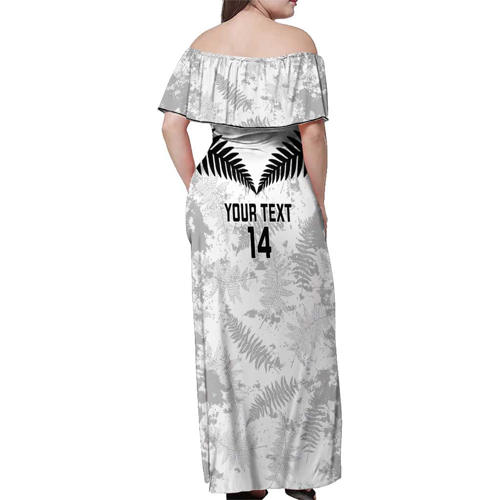 Custom New Zealand Silver Fern Football Family Matching Off Shoulder Maxi Dress and Hawaiian Shirt Go Aotearoa Grunge White - Vibe Hoodie