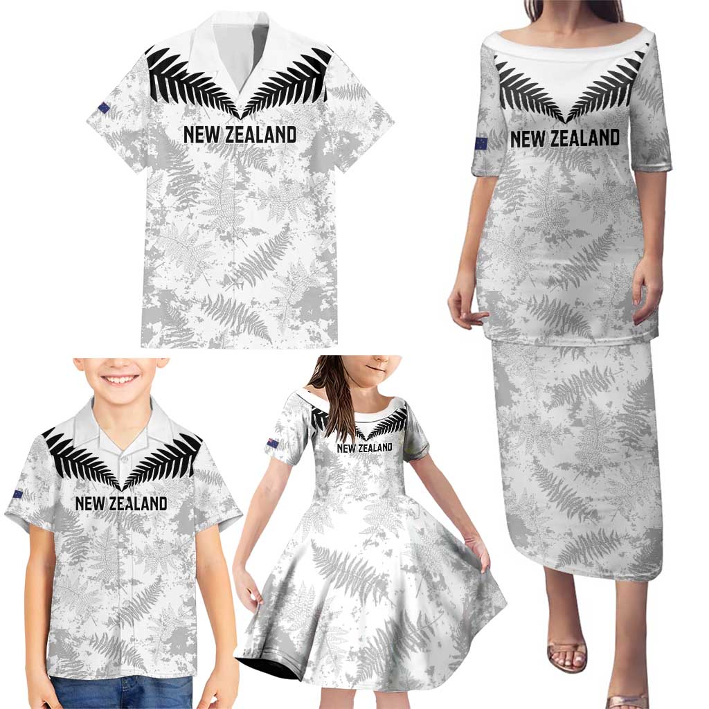 Custom New Zealand Silver Fern Football Family Matching Puletasi and Hawaiian Shirt Go Aotearoa Grunge White - Vibe Hoodie
