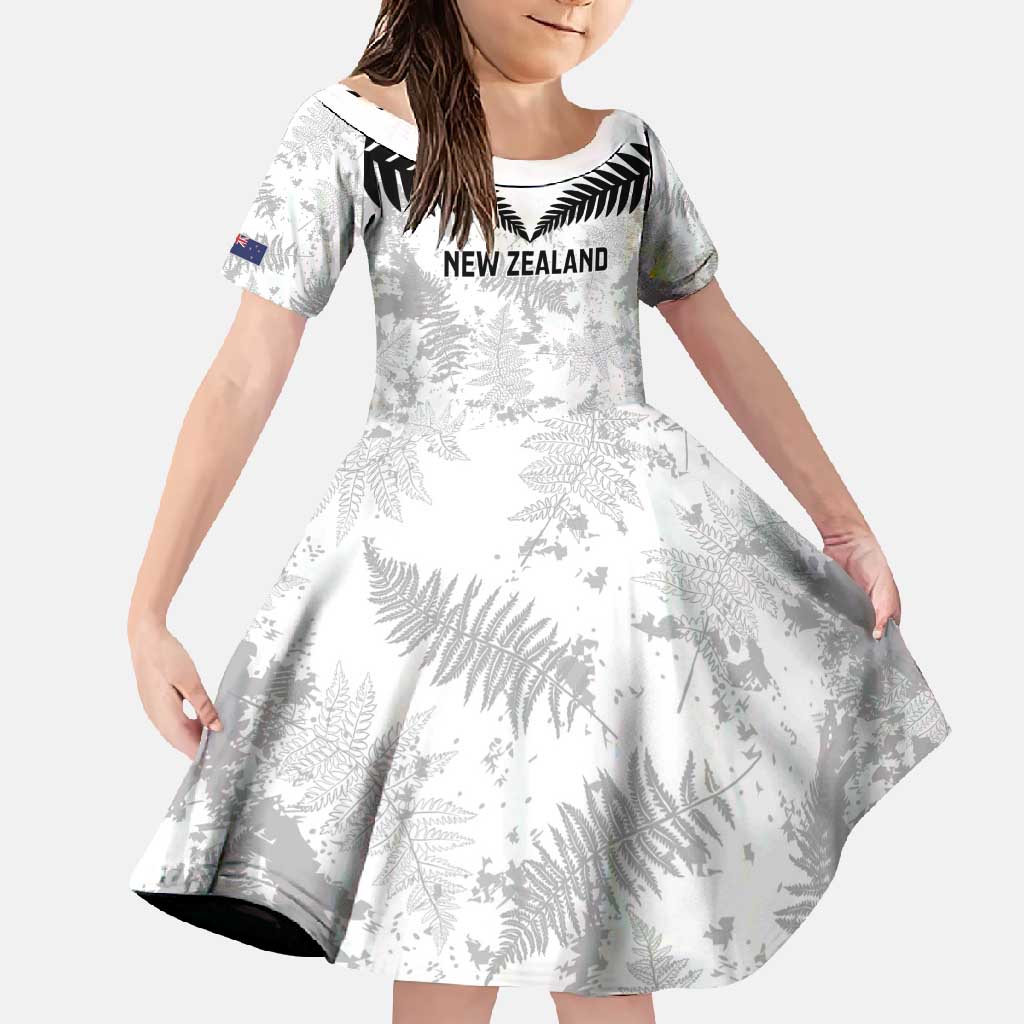 Custom New Zealand Silver Fern Football Family Matching Short Sleeve Bodycon Dress and Hawaiian Shirt Go Aotearoa Grunge White - Vibe Hoodie