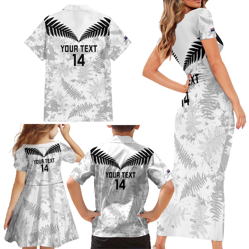 Custom New Zealand Silver Fern Football Family Matching Short Sleeve Bodycon Dress and Hawaiian Shirt Go Aotearoa Grunge White - Vibe Hoodie