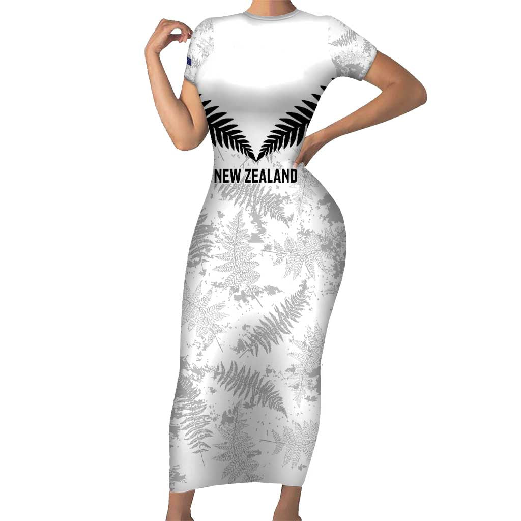 Custom New Zealand Silver Fern Football Family Matching Short Sleeve Bodycon Dress and Hawaiian Shirt Go Aotearoa Grunge White - Vibe Hoodie