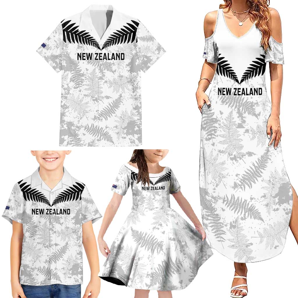 Custom New Zealand Silver Fern Football Family Matching Summer Maxi Dress and Hawaiian Shirt Go Aotearoa Grunge White - Vibe Hoodie