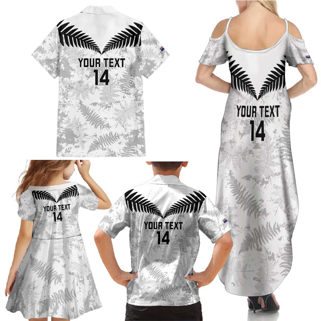 Custom New Zealand Silver Fern Football Family Matching Summer Maxi Dress and Hawaiian Shirt Go Aotearoa Grunge White - Vibe Hoodie