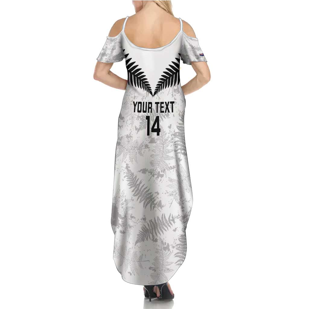 Custom New Zealand Silver Fern Football Family Matching Summer Maxi Dress and Hawaiian Shirt Go Aotearoa Grunge White - Vibe Hoodie