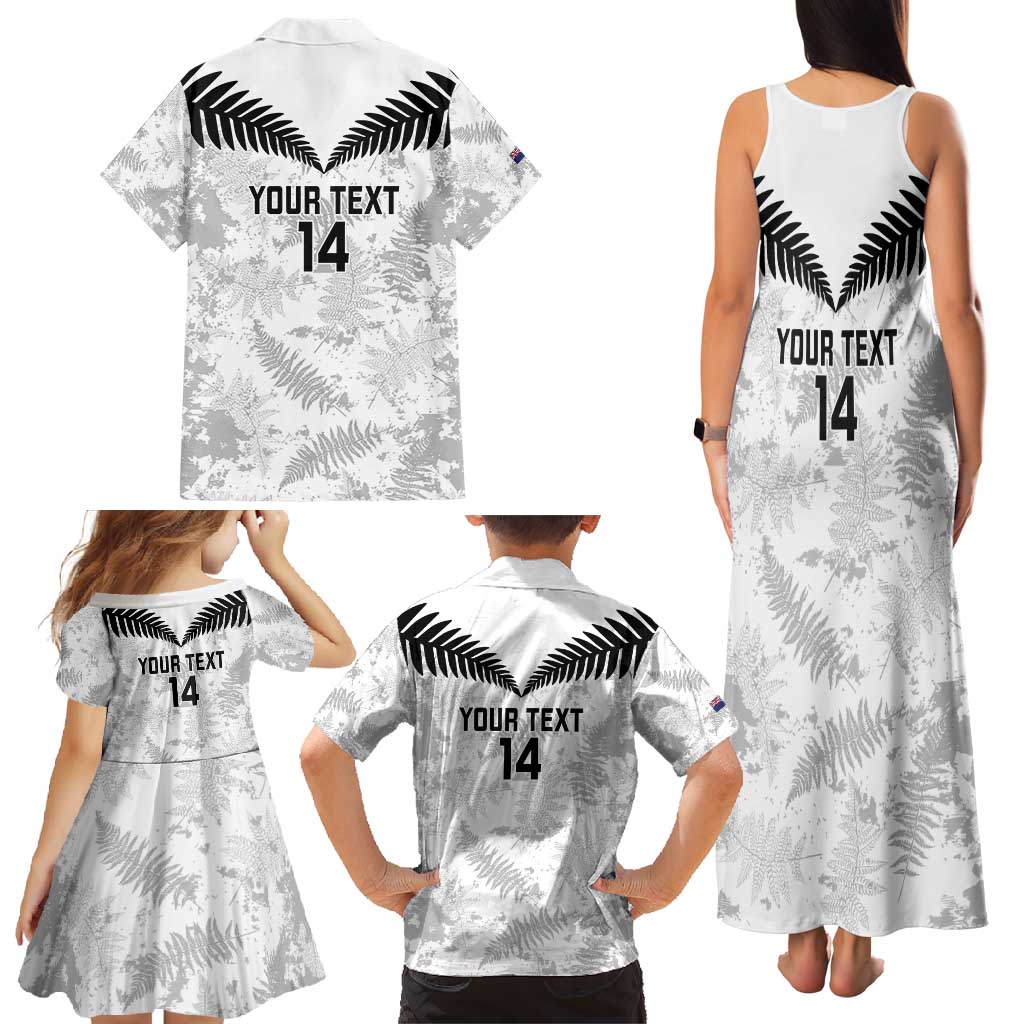Custom New Zealand Silver Fern Football Family Matching Tank Maxi Dress and Hawaiian Shirt Go Aotearoa Grunge White - Vibe Hoodie