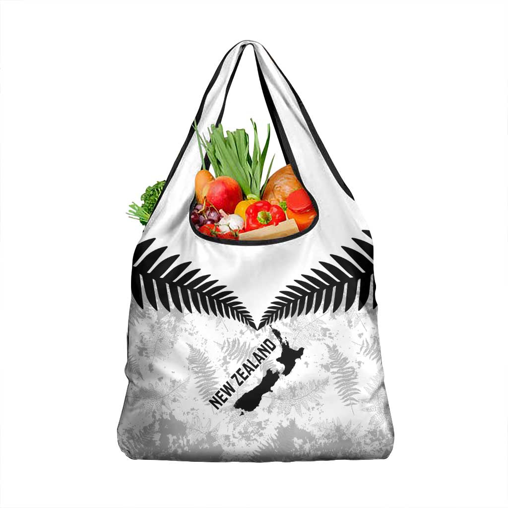 Custom New Zealand Silver Fern Football Grocery Bag Go Aotearoa Grunge White - Vibe Hoodie