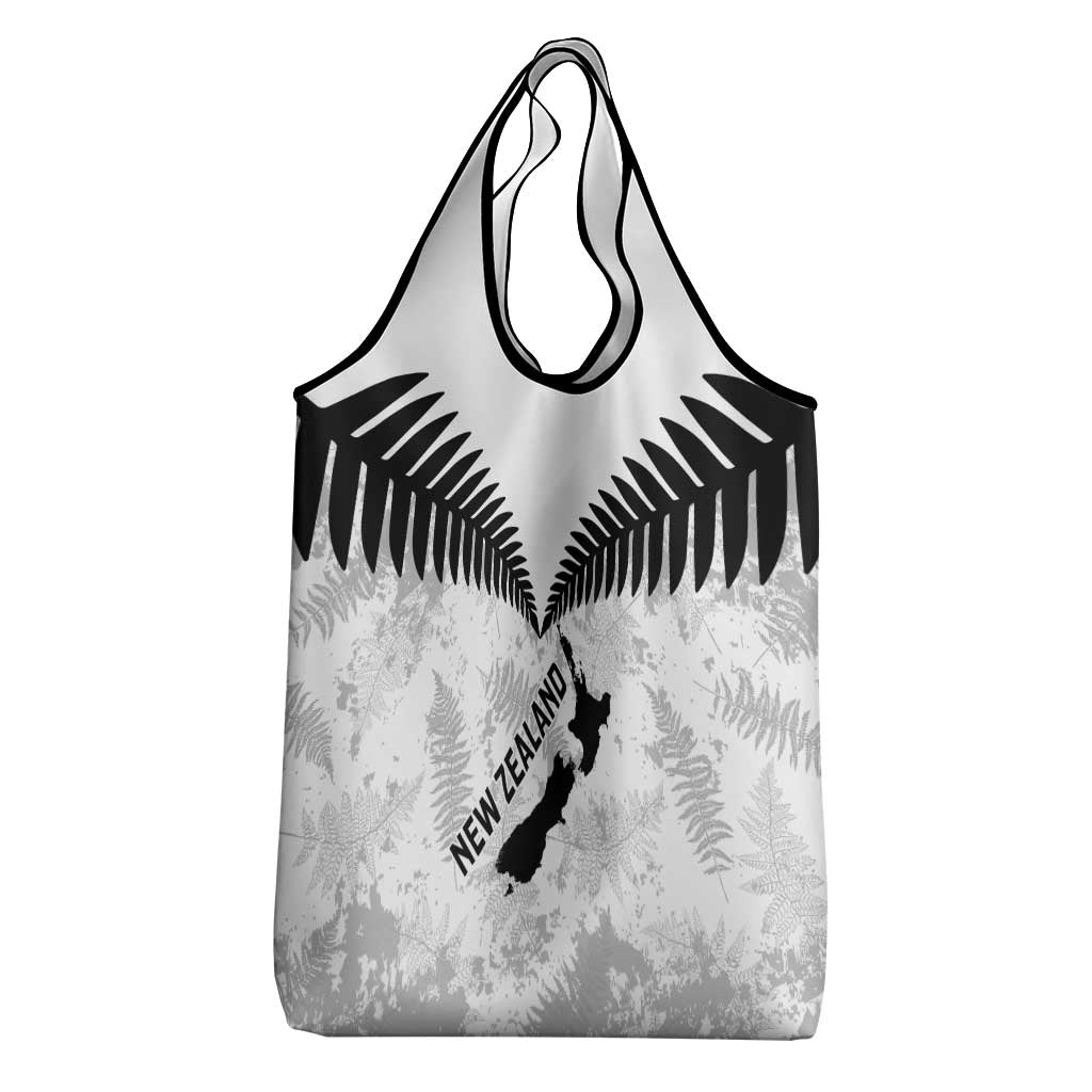 Custom New Zealand Silver Fern Football Grocery Bag Go Aotearoa Grunge White - Vibe Hoodie