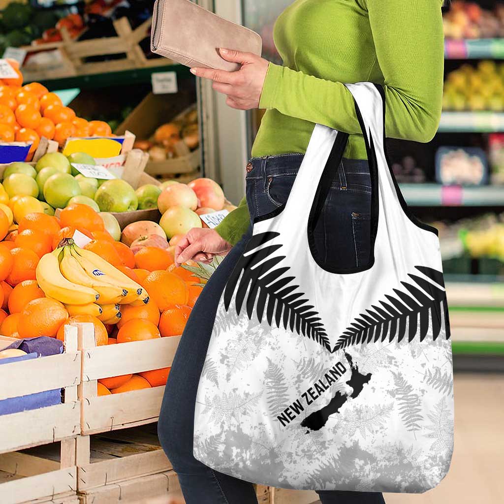 Custom New Zealand Silver Fern Football Grocery Bag Go Aotearoa Grunge White - Vibe Hoodie