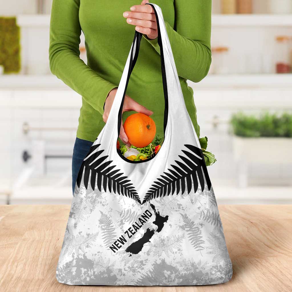 Custom New Zealand Silver Fern Football Grocery Bag Go Aotearoa Grunge White - Vibe Hoodie
