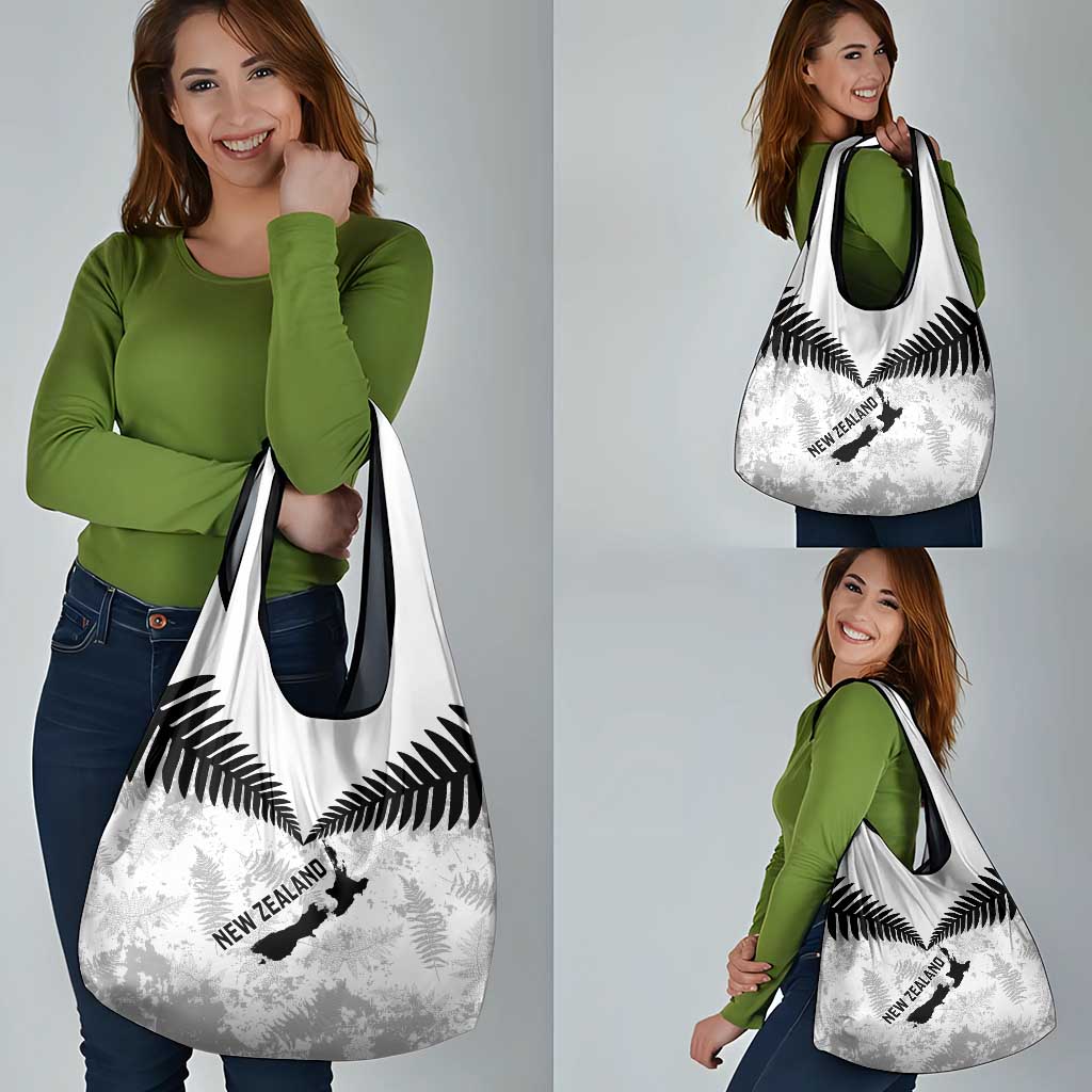 Custom New Zealand Silver Fern Football Grocery Bag Go Aotearoa Grunge White - Vibe Hoodie