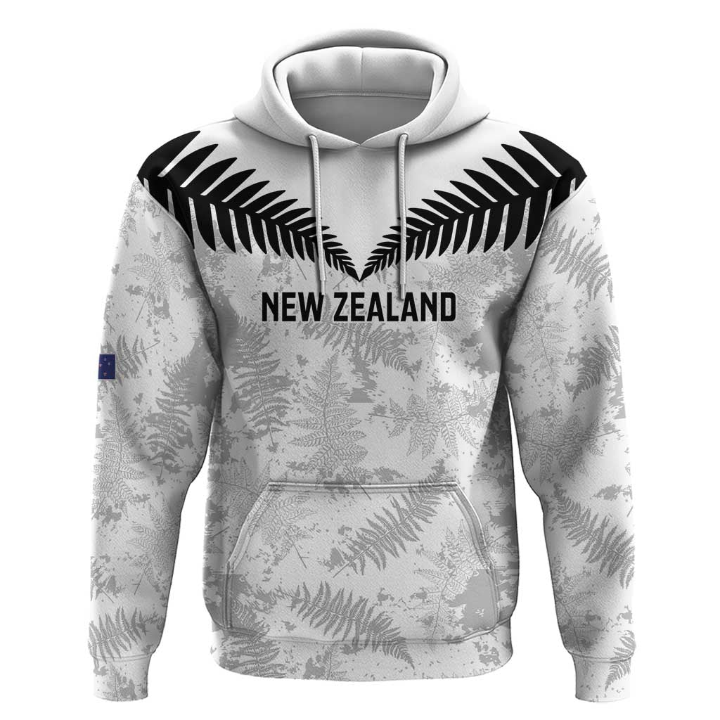 Custom New Zealand Silver Fern Football Hoodie Go Aotearoa Grunge White - Vibe Hoodie