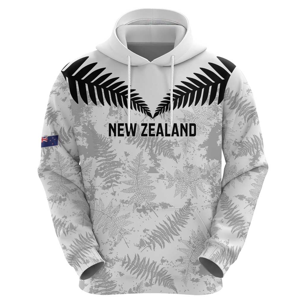 Custom New Zealand Silver Fern Football Hoodie Go Aotearoa Grunge White - Vibe Hoodie