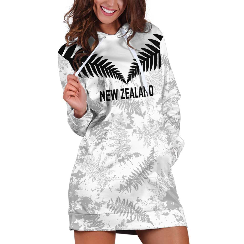 Custom New Zealand Silver Fern Football Hoodie Dress Go Aotearoa Grunge White - Vibe Hoodie