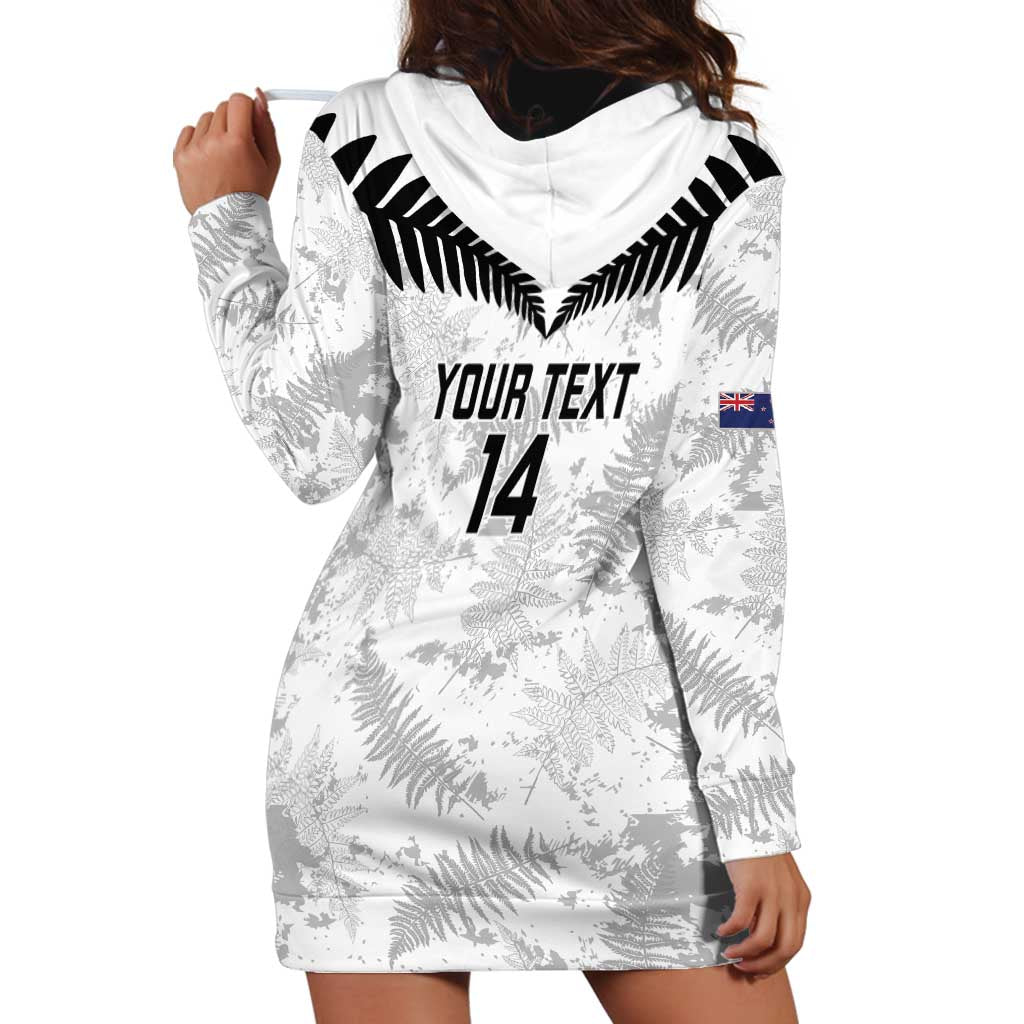 Custom New Zealand Silver Fern Football Hoodie Dress Go Aotearoa Grunge White - Vibe Hoodie