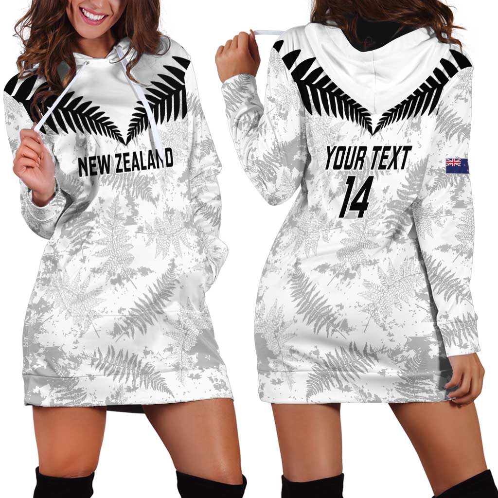 Custom New Zealand Silver Fern Football Hoodie Dress Go Aotearoa Grunge White - Vibe Hoodie