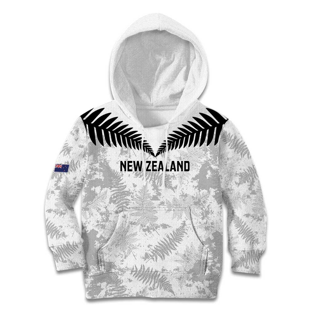 Custom New Zealand Silver Fern Football Kid Hoodie Go Aotearoa Grunge White - Vibe Hoodie