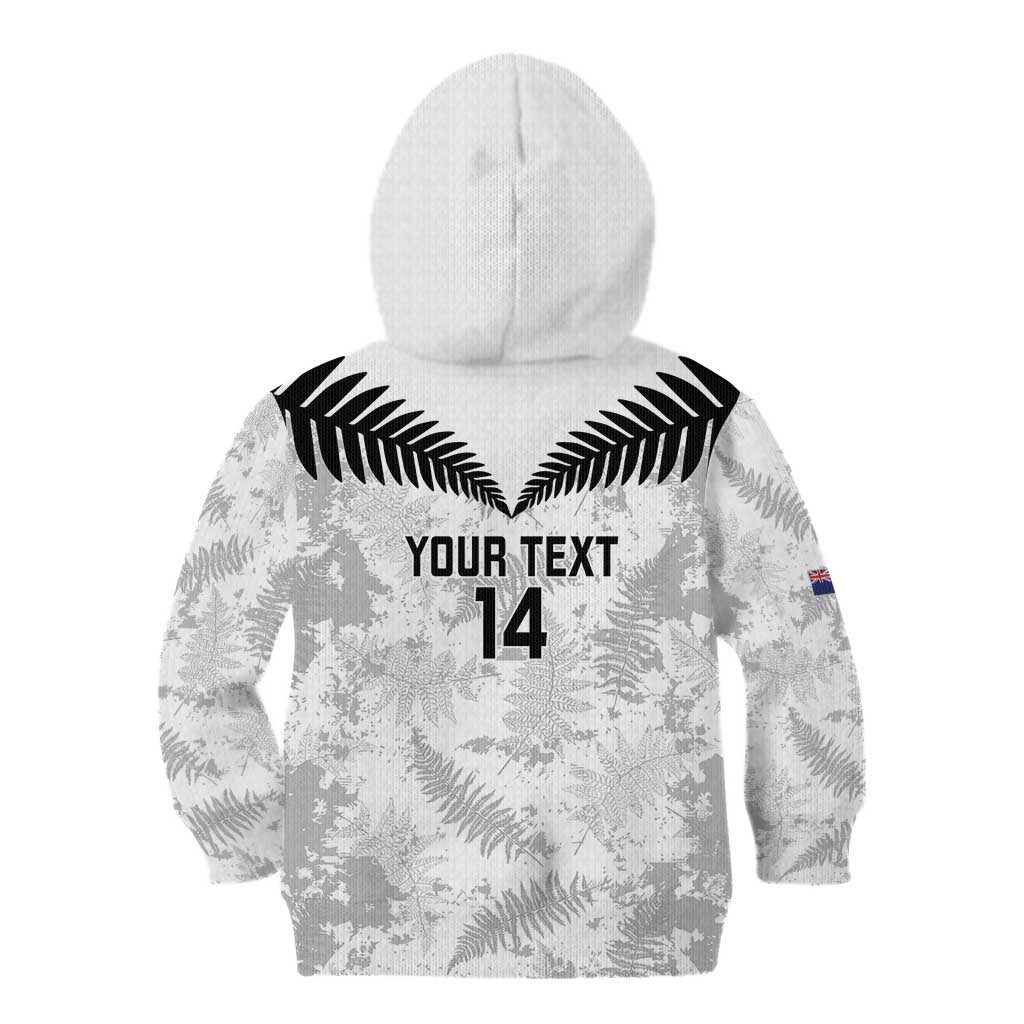 Custom New Zealand Silver Fern Football Kid Hoodie Go Aotearoa Grunge White - Vibe Hoodie