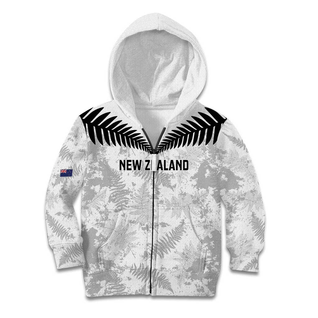 Custom New Zealand Silver Fern Football Kid Hoodie Go Aotearoa Grunge White - Vibe Hoodie